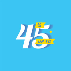 Discount Sale up to 45% Label Design Vector Template Illustration