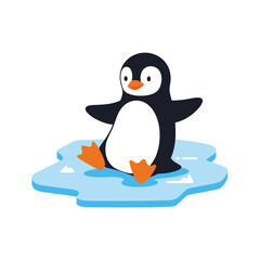 Obraz premium Cute penguin sitting on ice floe in the arctic.