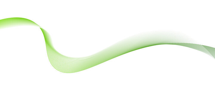 Abstract green wave line flowing on transparent background,  minimal tech web with green lines and light points, graphic design element green ribbon on a white background,