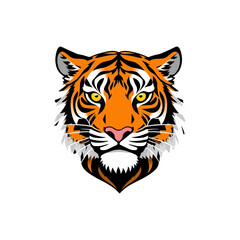 Striking tiger head illustration against a stark black background is displayed