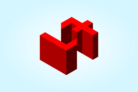 vector illustration of L7 red blocks