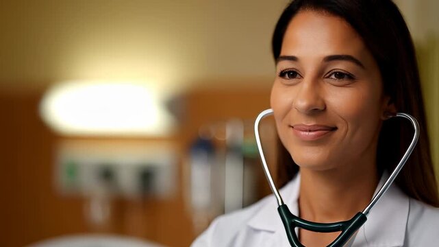 Female Doctor Smiling in Hospital Setting
