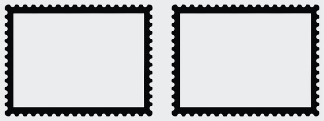 Postage stamp set. Clean postage stamp template. Postage icon.	
