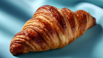 Freshly Baked Croissant on Soft Fabric Background for Culinary Delights