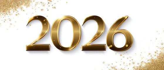 Elegant Golden 2026 Number with Sparkles for New Year Celebration Background Design