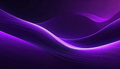 Fototapeta premium Abstract flowing waves of light and dots in shades of purple and violet against a dark background with subtle illuminated particles creating a sense of depth and motion