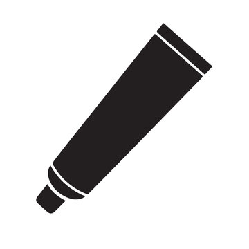Black tube vector icon simple flat design illustration isolated on white background for graphic design elements