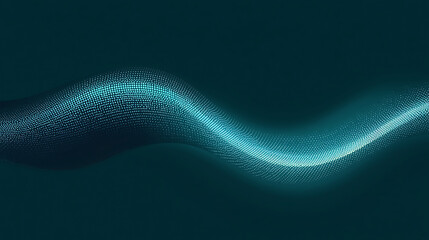 Fototapeta premium Abstract flowing wave with bright glowing dots against dark background modern technology concept