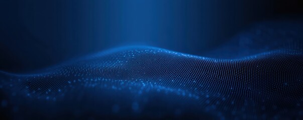Abstract digital wave made of glowing blue particles on dark background conveying futuristic technology and data flow