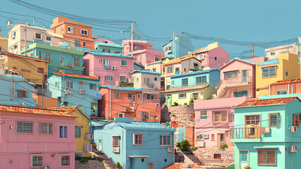 Colorful Urban Architecture in a Sunny Cityscape