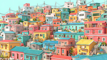Colorful Urban Architecture in a Sunny Cityscape