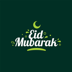 Fototapeta premium Happy Eid Mubarak Handwritten Design Colorful Vector Template Illustration