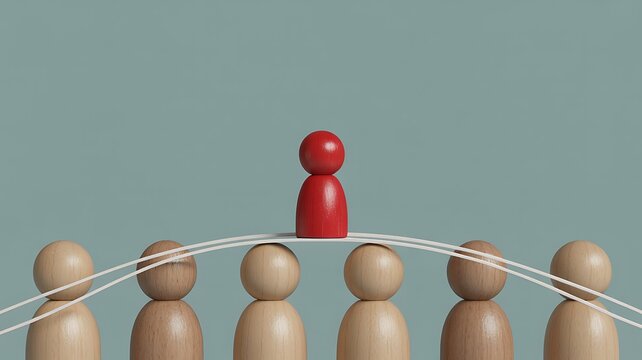 Exceptional leader on top, supported by team, driving collective success concept