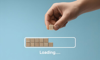 Watch progress happen with simple blocks, a modern loading concept for success