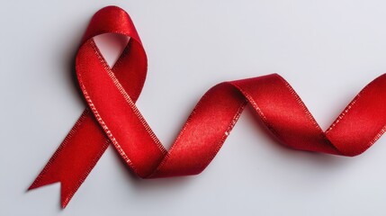 Red ribbon symbolizing awareness and support for various health causes, including HIV/AIDS and other charitable initiatives
