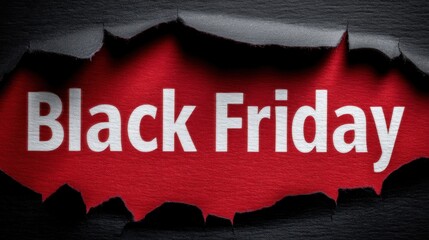Black Friday Sale Announcement with Torn Paper Effect on Dark Background for Promotional Marketing Campaign