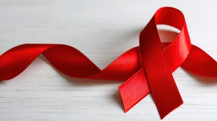 Red Ribbon Symbolizing Awareness and Support for Health Causes and Charitable Initiatives in Community Engagement Efforts