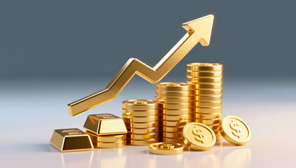 Financial investment Gold coins financial savings commercial property growth concept illustration