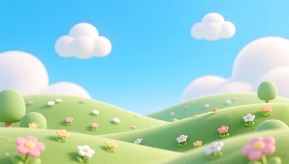 Obraz premium 3D plant green meadow beautiful ecological environment spring illustration background