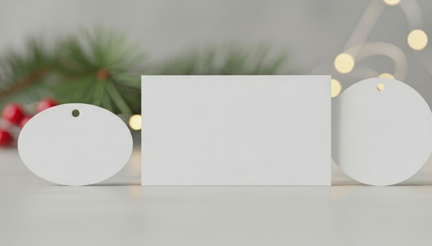 Christmas Gift Tags Mockup Blank Festive Scene.
