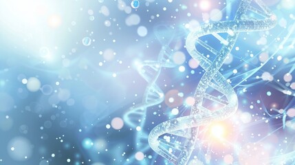 Abstract 3D DNA Helix Structure with Glowing Light Effects