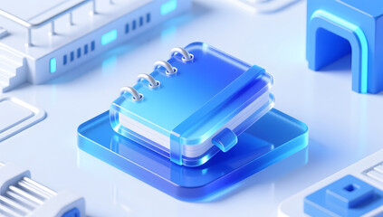 Tech notebook icon for education and learning scene