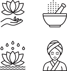 Fototapeta premium Lotus Flower Spa And Wellness Icons