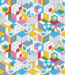 square box pattern background design set isometric boxes line cubic cubes blocks pattern outline shapes abstract geometric line templates modern minimal geometry 
