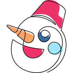 snowman one line colored icon for decoration, website, web, mobile app, printing, banner, logo, poster design, etc.
