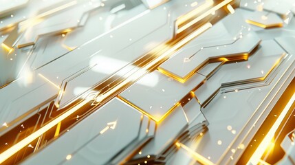 Abstract Tech Design Futuristic Digital Circuits in Glowing Metallic Colors