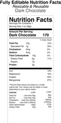 Dark chocolate nutrition facts label design