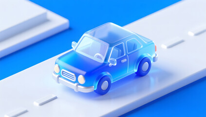 Blue gradient travel car cartoon icon illustration