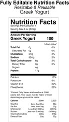 Obraz premium Greek yogurt nutrition facts label design