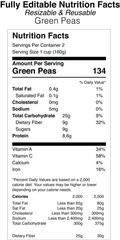 Green peaks nutrition facts label design for food products