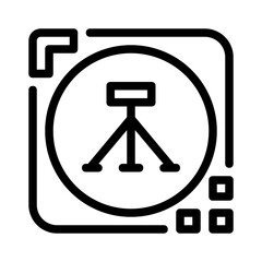 Black outlined tripod logo design suitable for photography businesses. Modern and professional branding element for marketing materials and websites.
