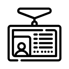 Outline of a work badge in black and white perfect for id designs and corporate branding projects. Elegant and professional.
