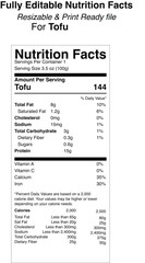 Fototapeta premium Tofu nutrition facts label design
