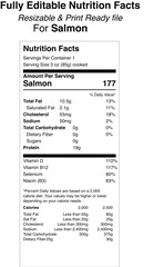 Fototapeta premium Salmon nutrition facts label design