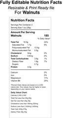 Nutritional information label design for walnuts
