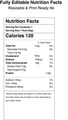 Fototapeta premium Wheat roti nutrition facts label design