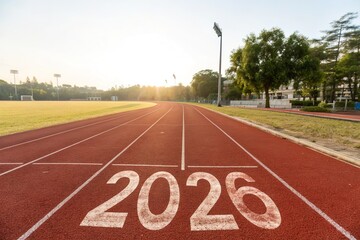 Red Running Track with 2026 Marking the Path to Success
