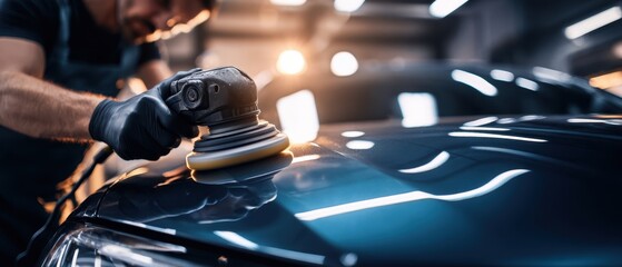 The Car Hood Being Professionally Polished to a Deep Glossy Shine
