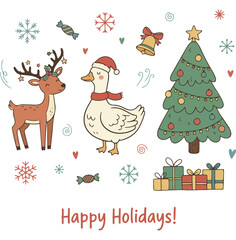 Fototapeta premium Cute Christmas illustration on a white background, Vector illustration.