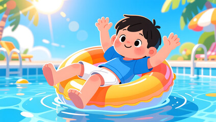 Great Summer Festival Children's Day Children's Pool Swimming Holiday Summer Camp Illustration