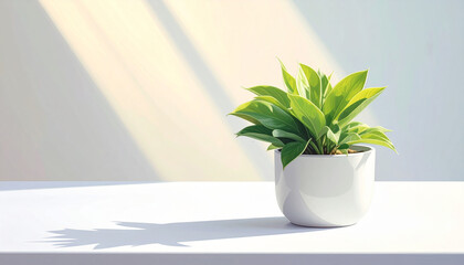 Potted Plant on White Table