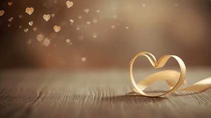 Elegant paper heart shape on wooden surface with glowing bokeh hearts in background, symbolizing love, romance, and warmth, perfect for Valentine or wedding themes