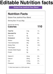 Gluten free jackfruit flour blend nutrition facts label design