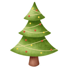 christmas tree with ornaments xmas winter december isolated on white clipart png transparent illustration