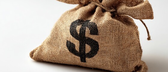 The burlap money bag with a dollar sign representing savings and financial security