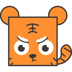 Cute Square Tiger Cartoon Illustration